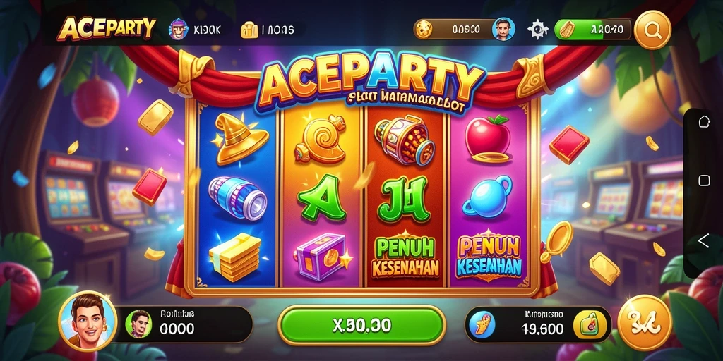 Tangkapan layar utama ACEPARTY menunjukkan gameplay Slot yang sangat mengasyikkan.