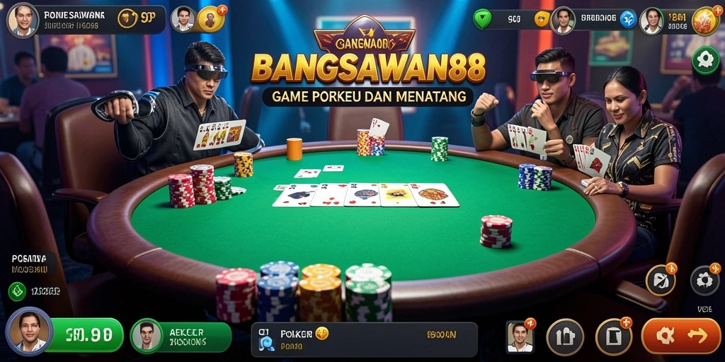 Tampilan gameplay poker yang mendebarkan di BANGSAWAN88.