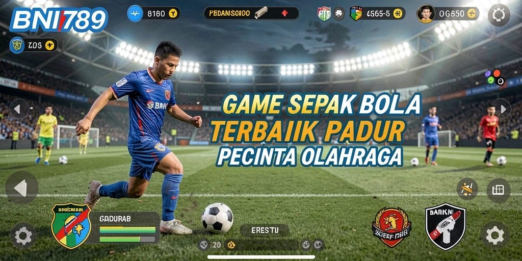 Tampilan gameplay seru dari BNI789 yang menunjukkan aksi sepak bola yang intens.
