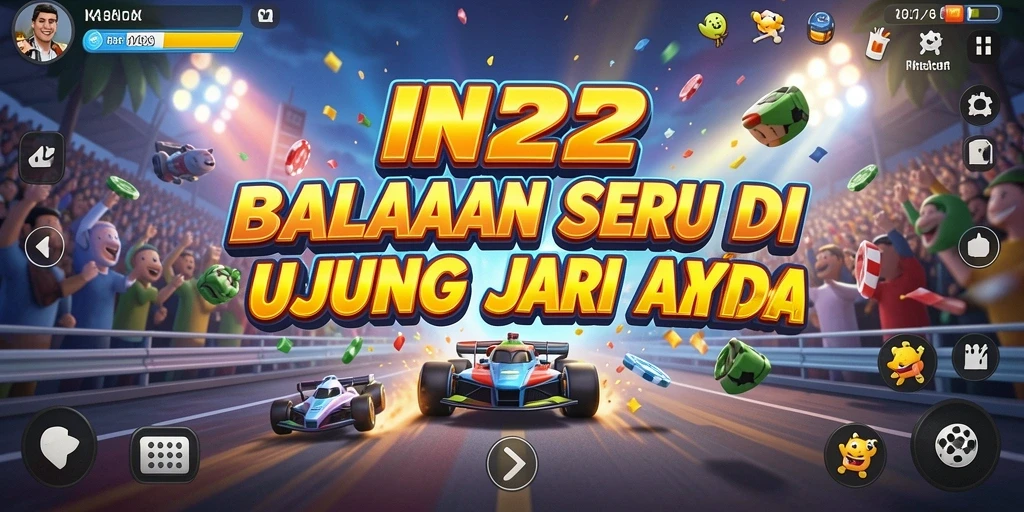 Screenshot IN22 menunjukkan aksi balap yang mendebarkan dan grafis berkualitas tinggi.