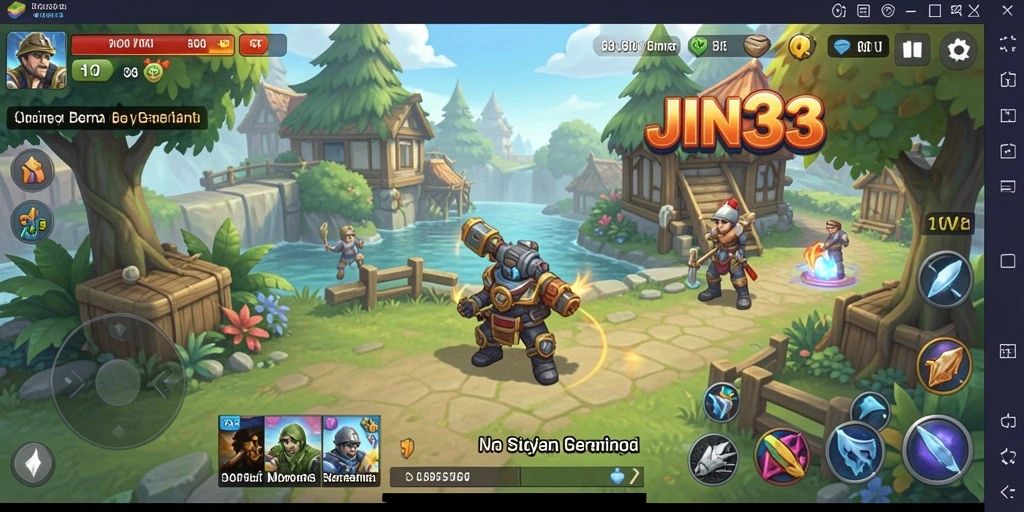 Tampilan gameplay seru dengan karakter menggemaskan di JIN33.
