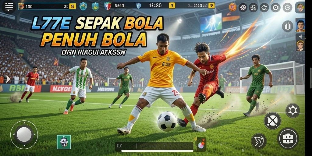 Tampilan gameplay L777 yang mendebarkan dan penuh aksi sepak bola.