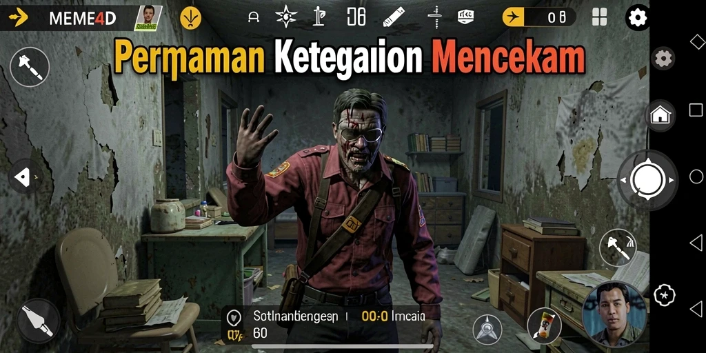 Tampilan gameplay yang mencekam dari MEME4D.