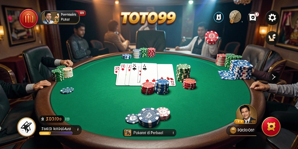 Screenshot TOTO99 menampilkan aksi seru permainan Poker.